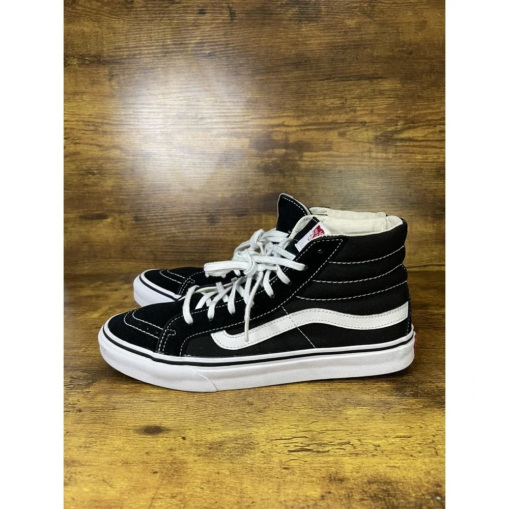 Unisex Sk8-Hi Classic Black White Canvas Skate Shoes Sneakers Size 8 Men-9.5 W - Picture 4 of 9
